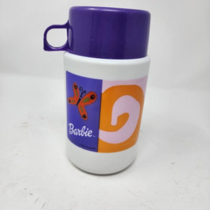 Barbie Butterfly Plastic Vintage Thermos 1999 Mattel‎ Purple Made in U.S.A.